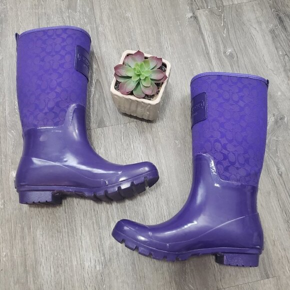 Coach Pearl Rainboots Purple Sz 8 - Picture 2 of 14